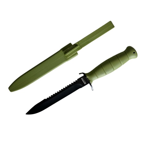 Cuchillo militar Cobra en polímero, hoja dentada Verde