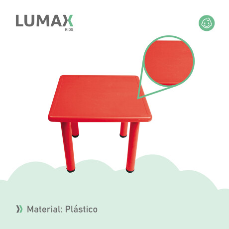 Mesa Cuadrada de Plástico y Metal para Niños 60x60cm Rojo