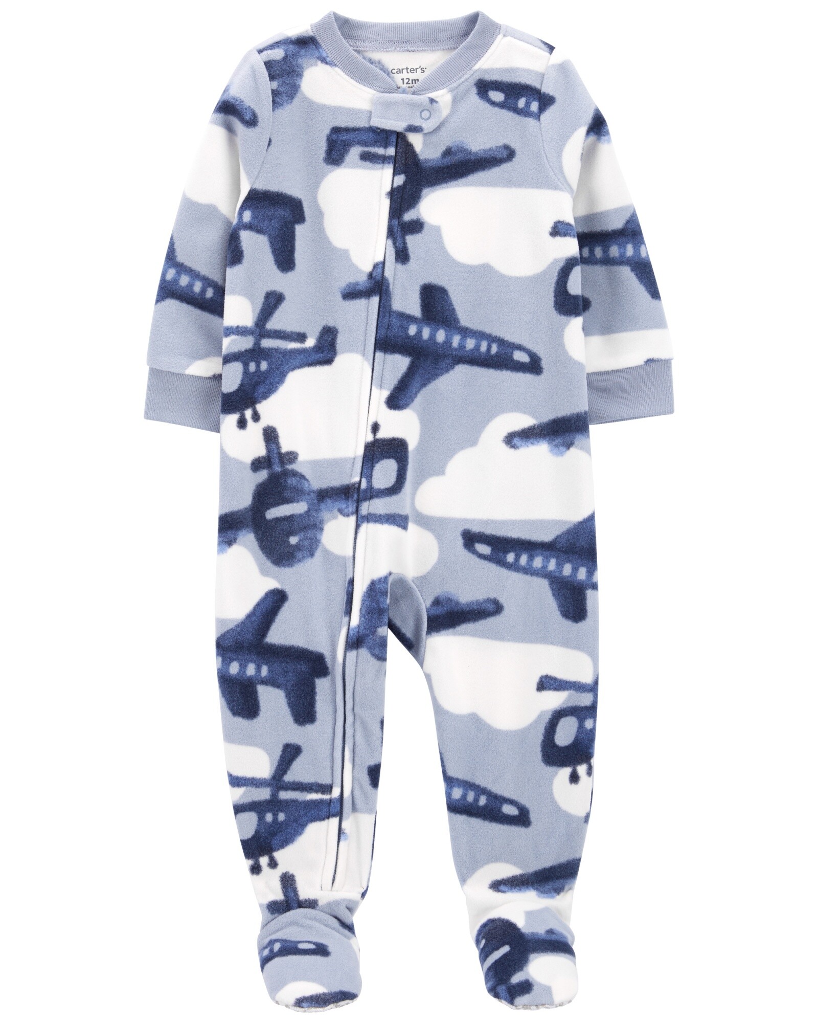 Pijama una pieza de micropolar con pie y diseño aviones Sin color