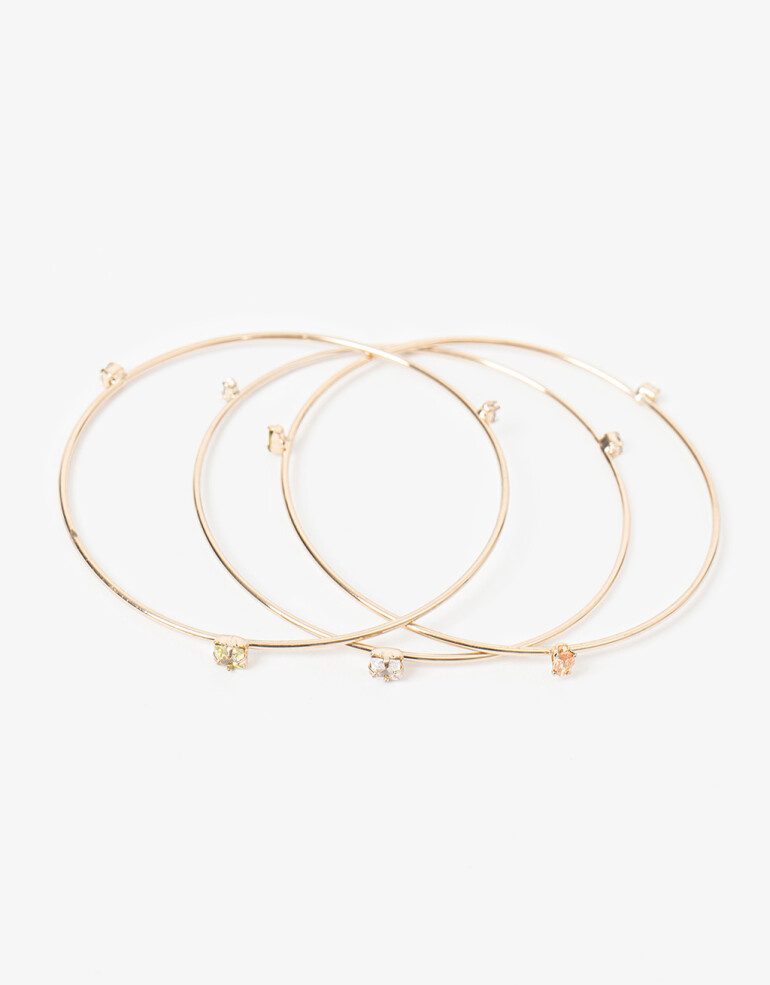Pulseras Rígidas Sets Strass Set De Pulseras Rígidas Con Cubic Zirconia - Dorado