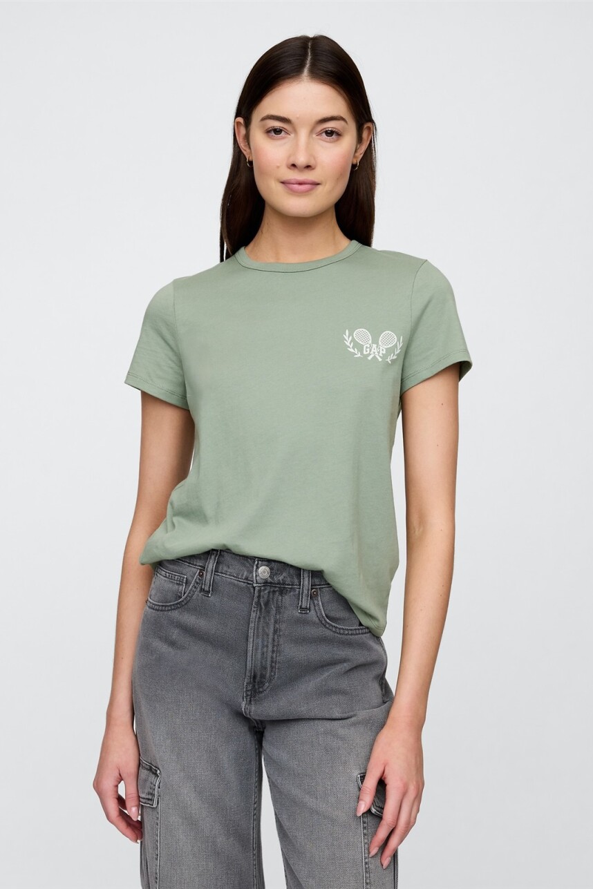 Remera Gràfico Manga Corta Mujer Gasoline Green