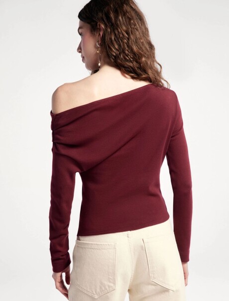 BLUSA ASIMÉTRICA DE MANGA LARGA BORDEAUX