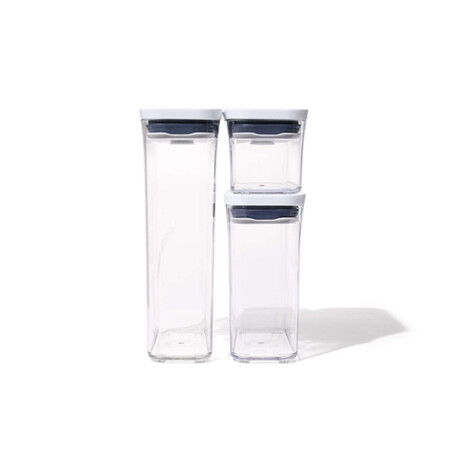 Oxo Gg Juego De 3 Recipientes Pop Delgado Rectangular