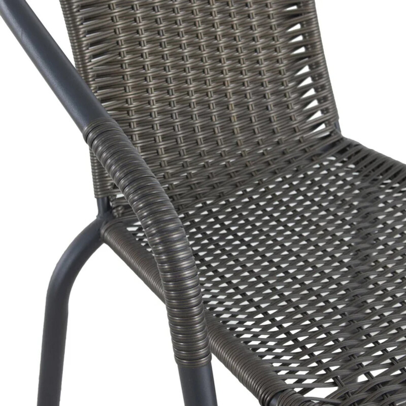 SILLA DE EXTERIOR RATAN PVC Y METAL CON APOYABRAZOS CAFÉ Silla De Exterior Ratan Pvc Y Metal Con Apoyabrazos Café