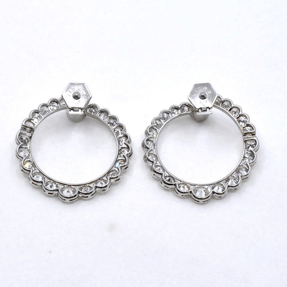 Antiguo Par De Caravanas En Platino Y Diamantes 6 Ct 1930-1950'S Antiguo Par De Caravanas En Platino Y Diamantes 6 Ct 1930-1950'S
