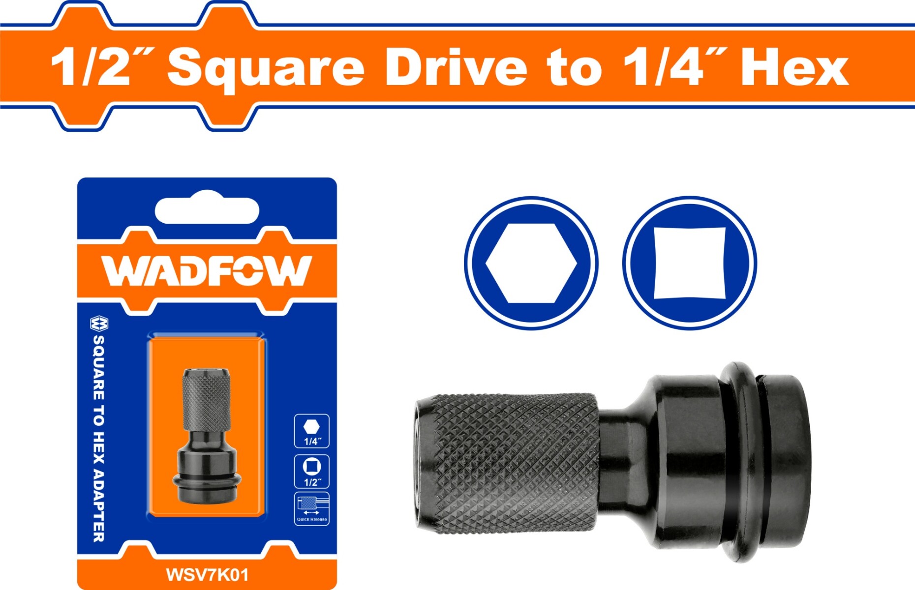 ADAPTADOR DE ´´1/2 ´´ A ´´1/4´´ HEXAGONAL WADFOW WSV7K01 