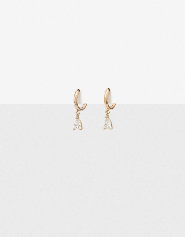 Aros Argollas Strass Aros Argolla Con Cubic Zirconia - Dorado