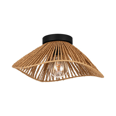 Aplique techo E27 acero negro pantalla papel EG6158