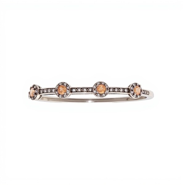 Brazalete Vintage-Plata 925-Piedra Zirconia naranja y blanca-BR3037 conpiedra