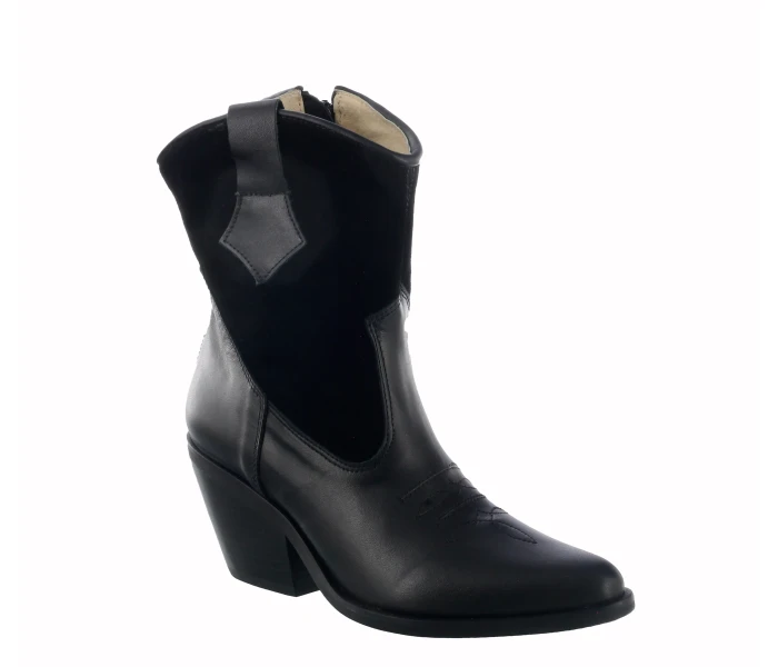 Bota tejana de cuero Negro