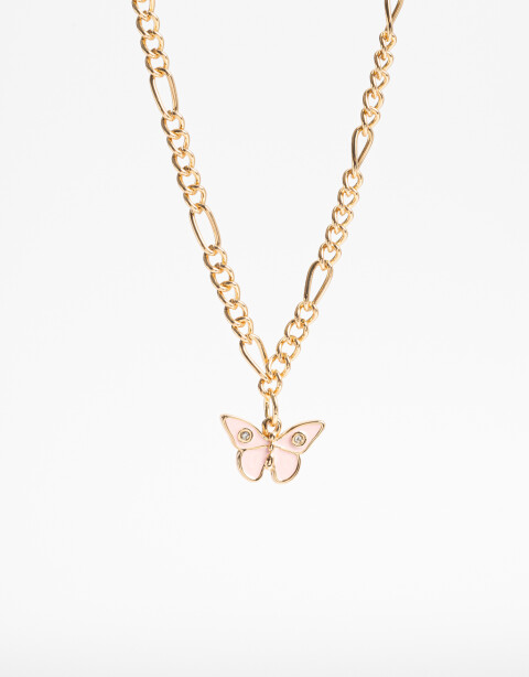 Cadena Corta con Dije Metal Collar Con Dije Mariposa Bañado En Oro - Dorado