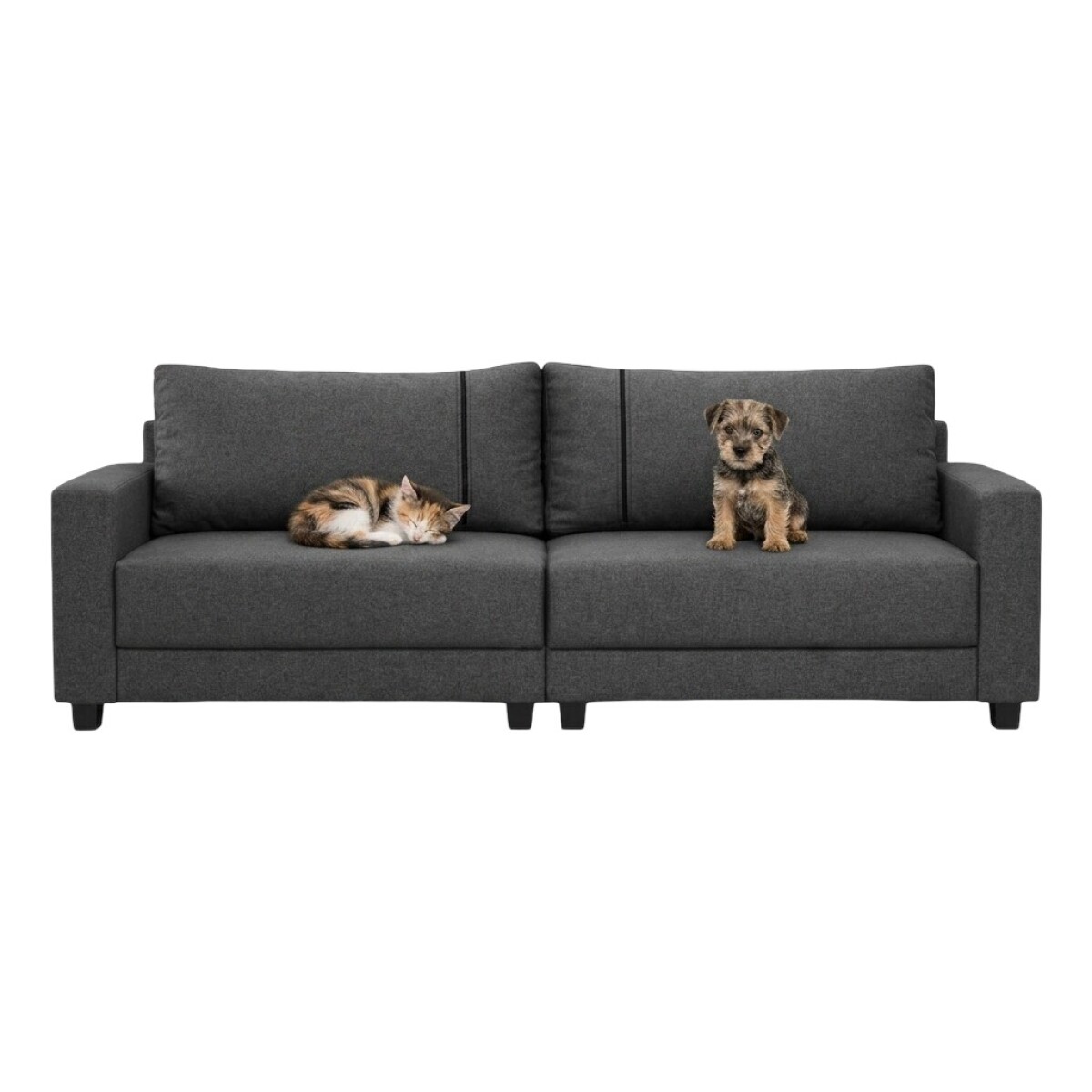 Sofa 4 cuerpos tapizado en tela Pet Friendly gris oscuro 