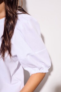 Remera Algodón Manga Globo Nácar