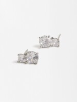 Pendientes Cortos Con Circonitas plateado