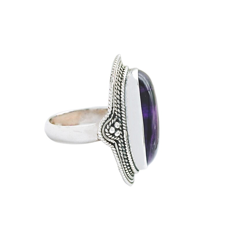 Anillo Oval-Plata 925-Piedra amatista imperial-AN3283 conpiedra