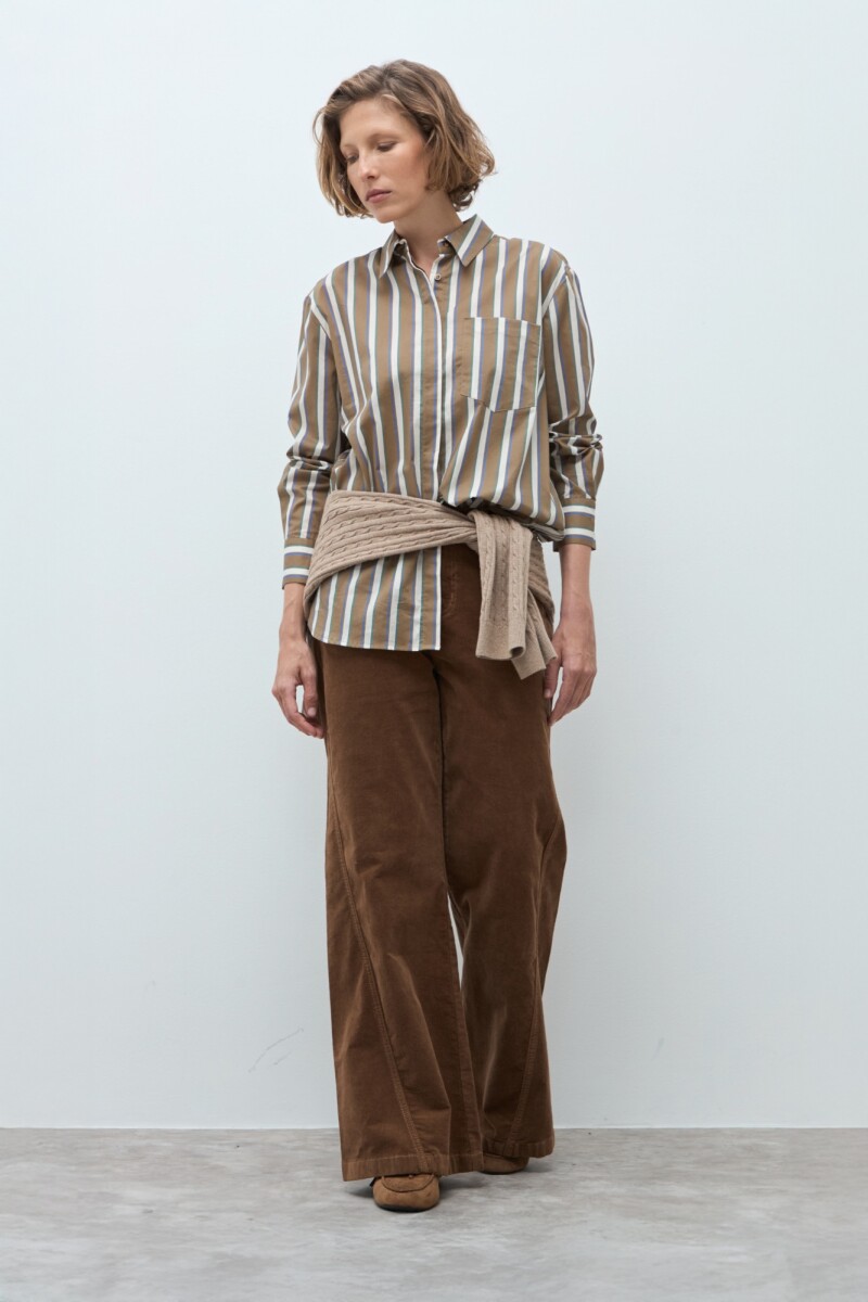 Camisa rayada - khaki 