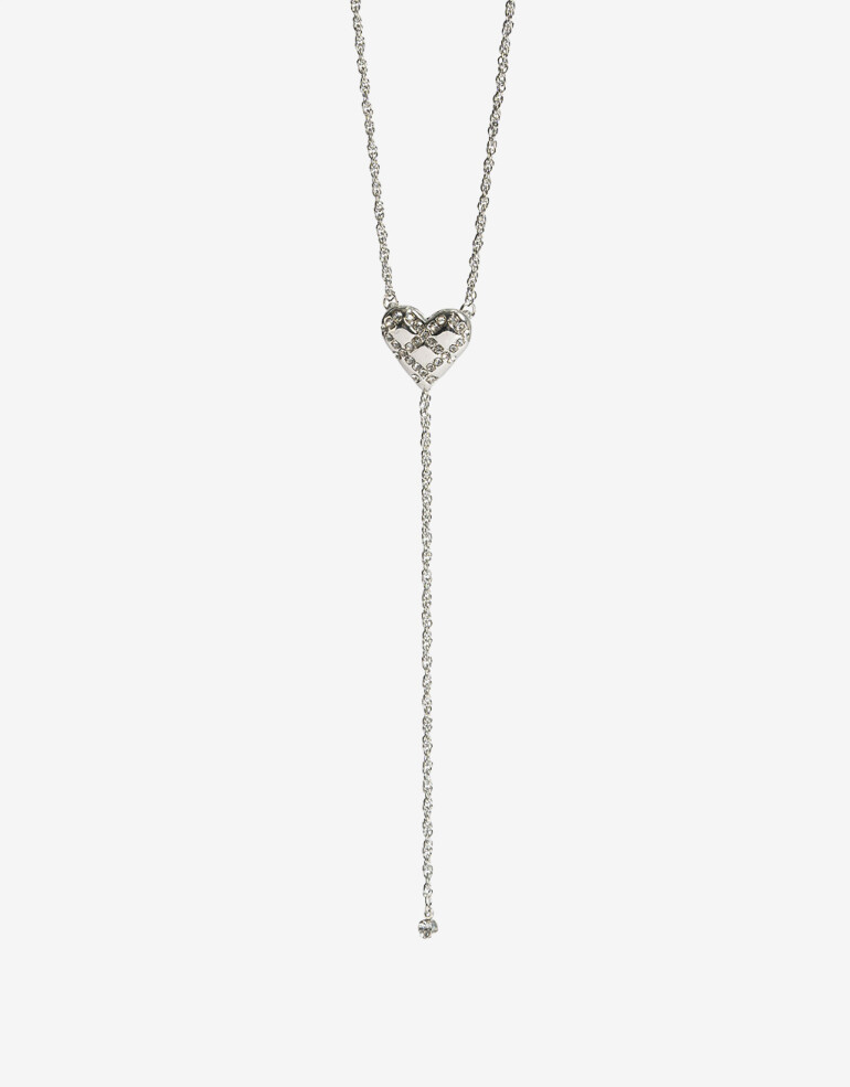 Collares Largos Strass Collar Largo Corazón - Plateado Rodio