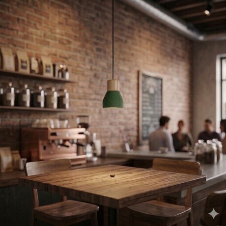 Luminaria de cemento y madera 12.5*16cm VERDE