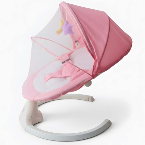 Silla Mecedora Bebé 5 Niveles Control Bluetooth Tul Mesita Rosa