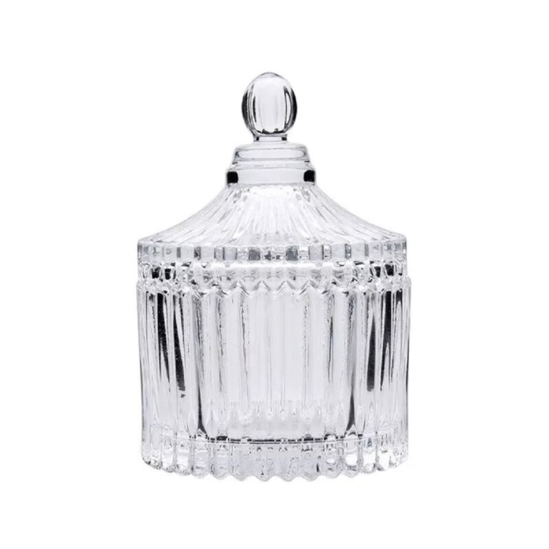 Votivo vidrio labrado con tapa 6,5x9cm TRANSPARENTE