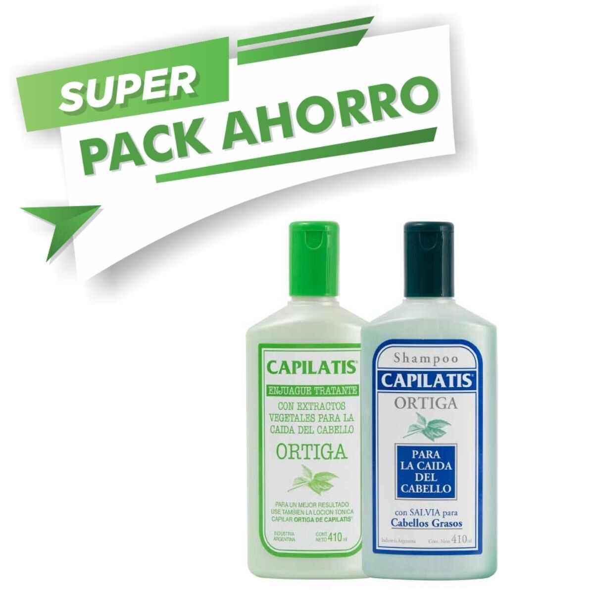 Shampoo Capilatis Ortiga para Cabello Graso - 410 ML + Acondicionador Ortiga 410 ML 50% OFF 