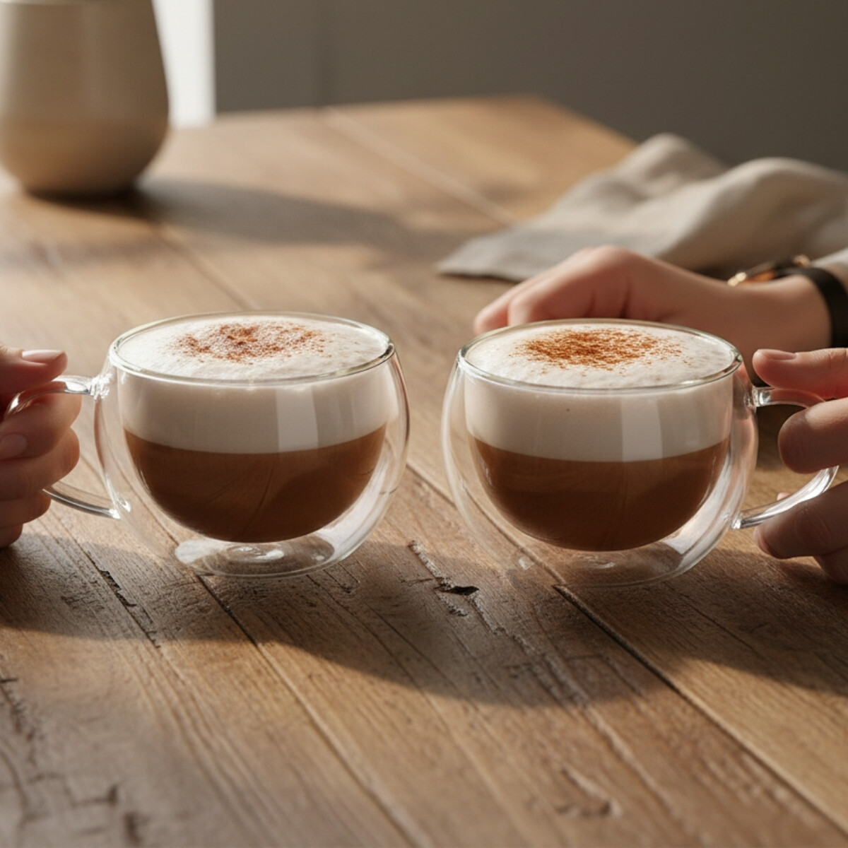 Set x2 tazas doble pared de vidrio 270ml - TRANSPARENTE 