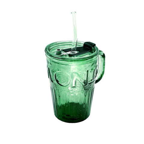 Vaso de vidrio c/sorbito 2 colores 500ml Vaso De Vidrio C/sorbito 2 Colores 500ml