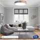 Luminaria Plafon Led Diám 30cm Metal Y Madera Luz cálida Gris