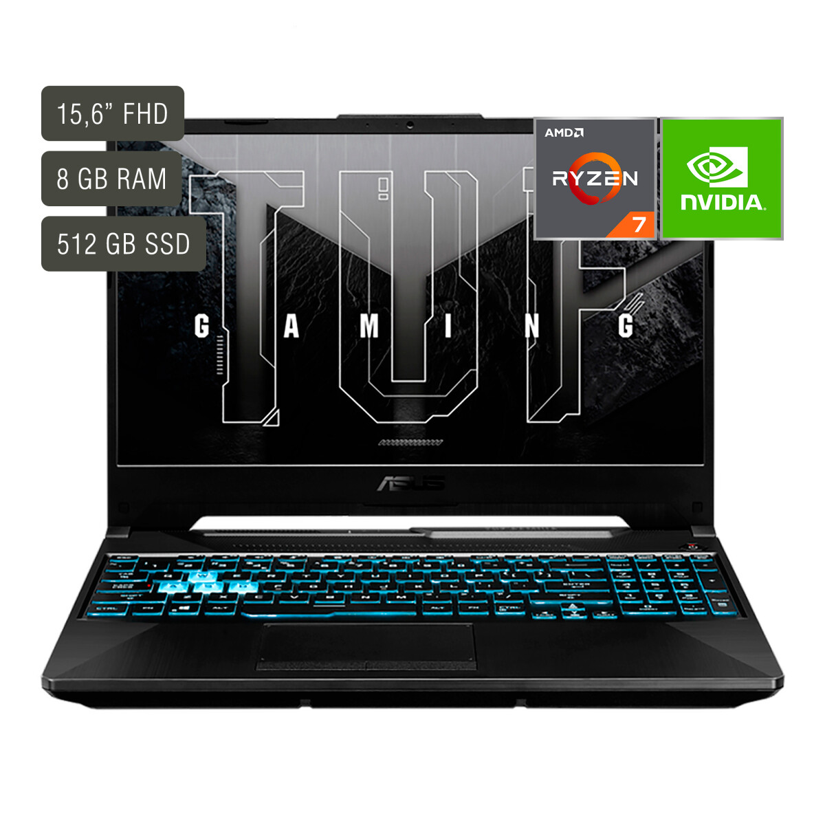 Notebook Gamer Asus Tuf 15,6'' Ryzen 7 8GB 512GB WIN11 RTX2050 