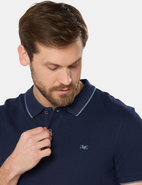 REMERA POLO JERSEY RAYADA Azul