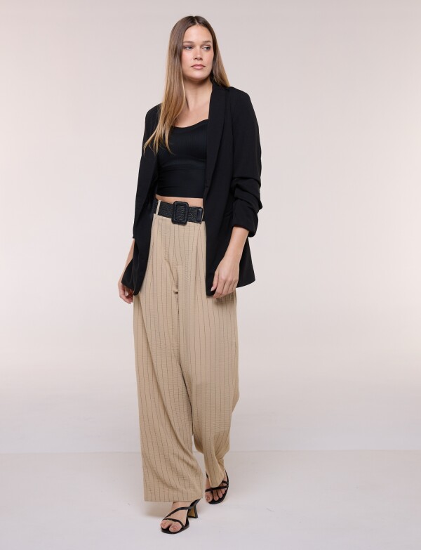 Blazer Crepe Manga Fruncida NEGRO