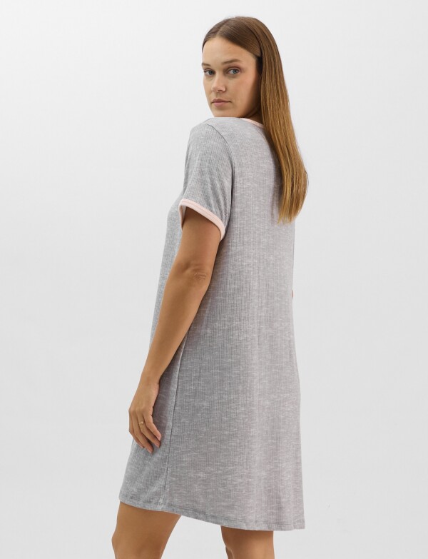 Camisón Con Textura Acanalada GRIS