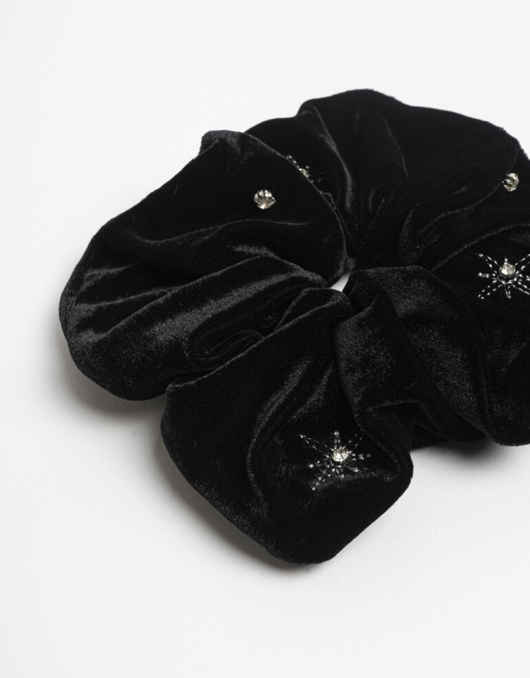Skunzies Strass Maxi Skunzie De Velvet Bordada. - Negro