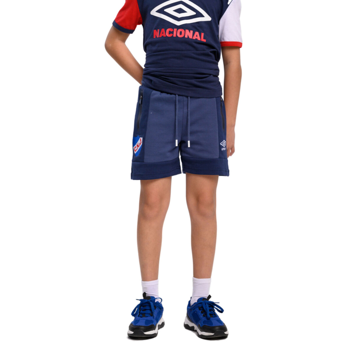 Short Infantil Umbro Patch Nacional - Azul Marino - Blanco 