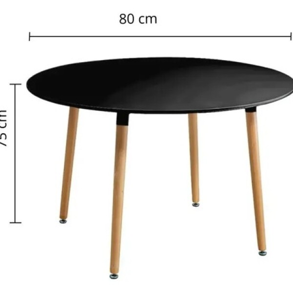 Mesa Comedor Cocina Milán Redonda Laqueada 80Cm Premium Ax Negro 1