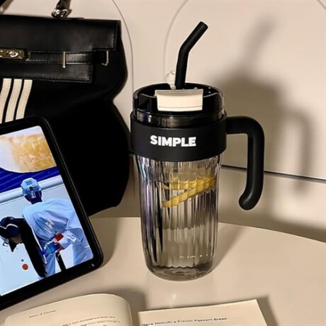 Vaso con manija y sorbito Negro