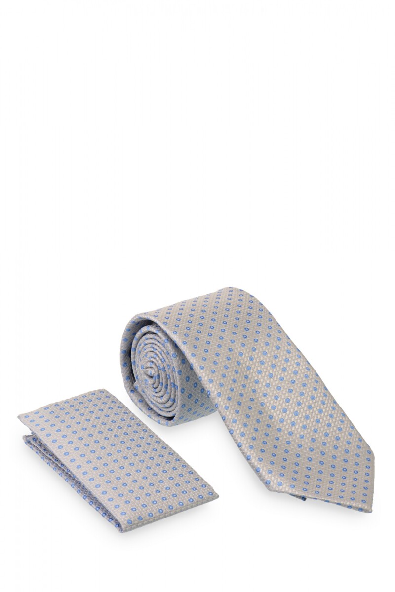 Corbata con pañuelo 8 cm GRIS OSCURO