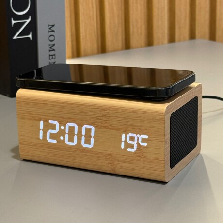 Reloj Despertador Multifuncional con Carga Inalámbrica y Bluetooth Reloj Despertador Multifuncional con Carga Inalámbrica y Bluetooth