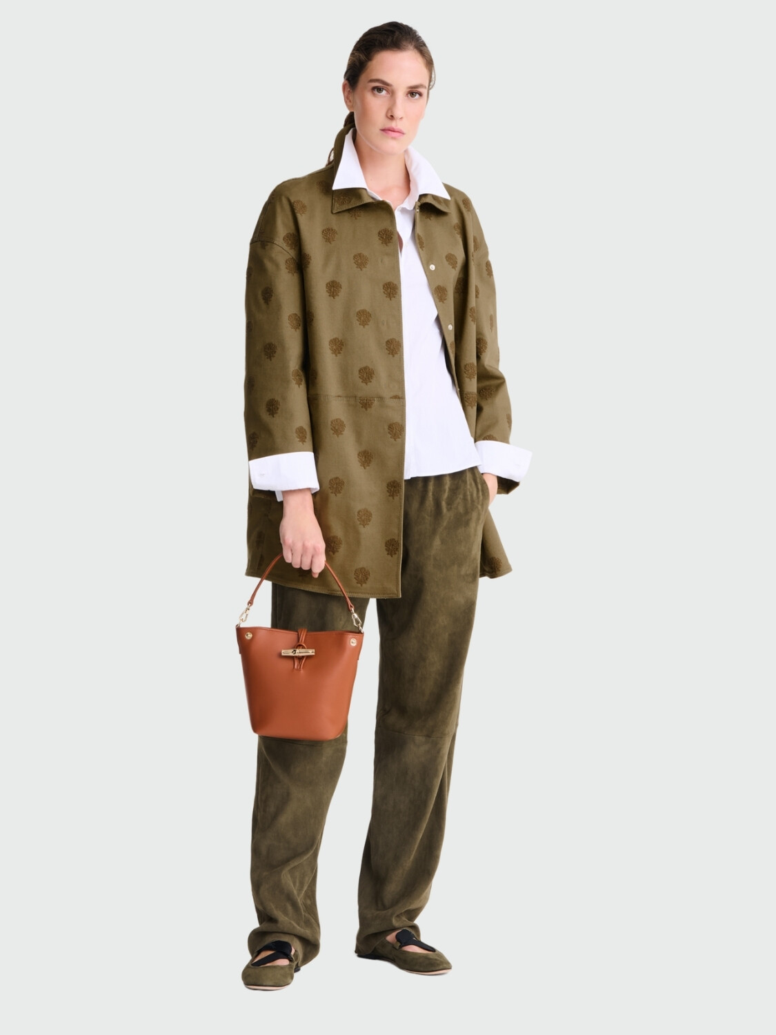 Longchamp - Bolso bandolera de cuero, Le Roseau Sleek Terracota