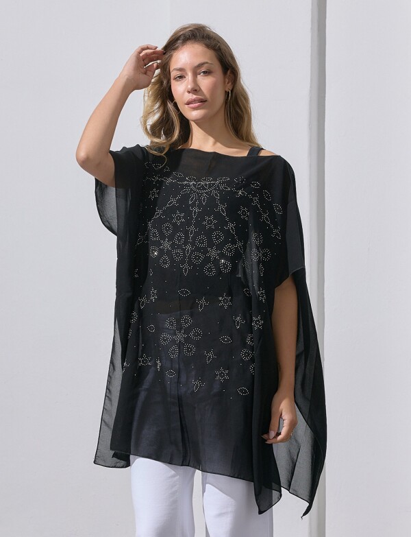Poncho Noche NEGRO/PLATEADO