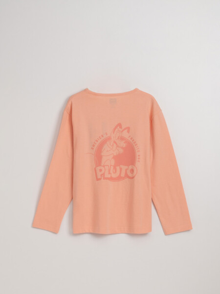 Remera manga larga estampada Pluto Salmón