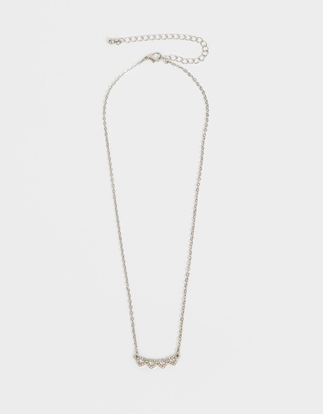 Cadena Corta con Dije Corazón Collar Con Corazones - Plateado