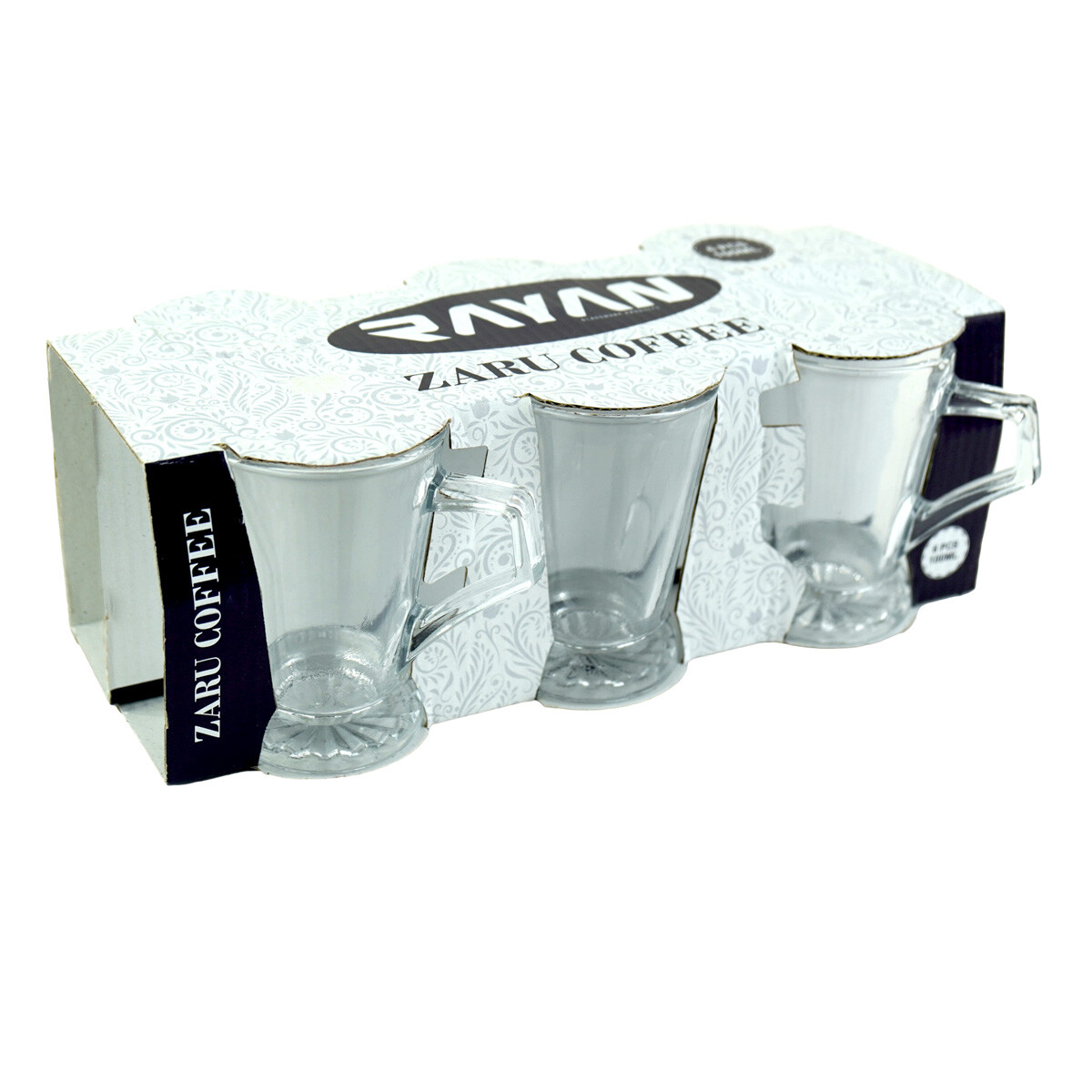 TAZA DE CAFE SET X6PCS VIDRIO C/PIE 100ML 