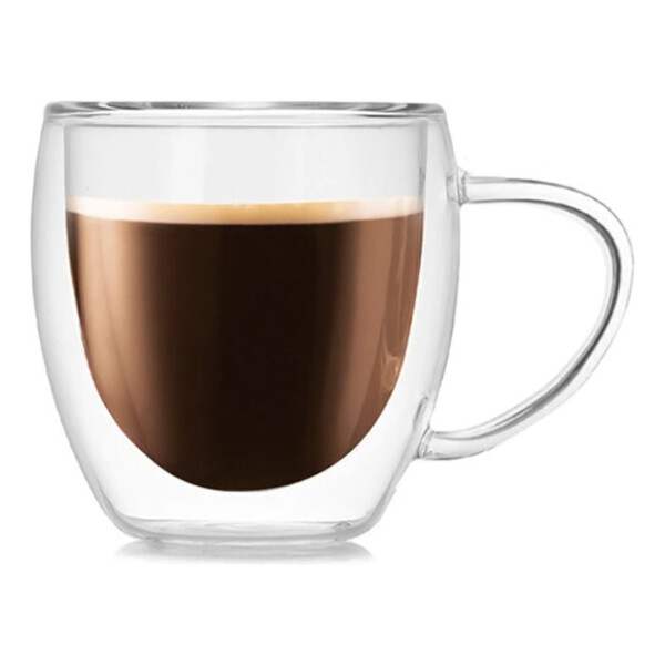 Set x2 Taza Cafe Doble Pared Vidrio 250ml Jarra Aislamiento® Set x2 Taza Cafe Doble Pared Vidrio 250ml Jarra Aislamiento®
