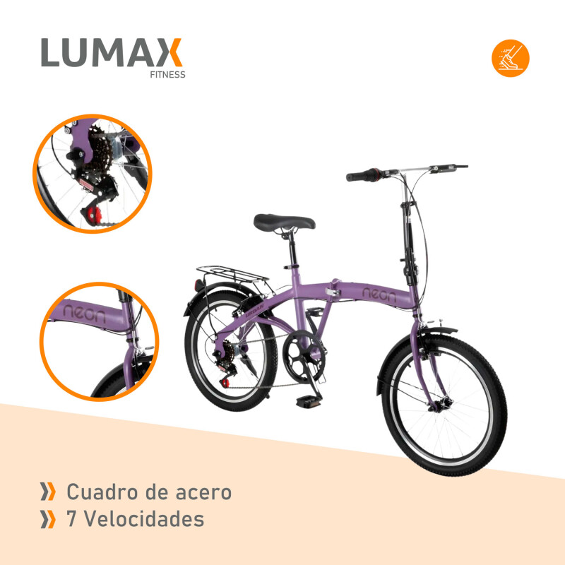 Bicicleta Plegable Rodado 20 Shimano Parrilla Violeta