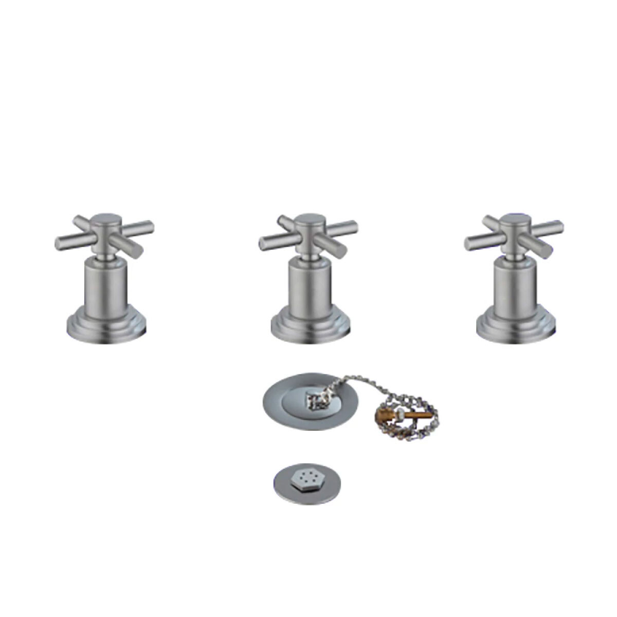 Griferia De Bidet Bimando Niquel En Cruz Cromado Opaco 