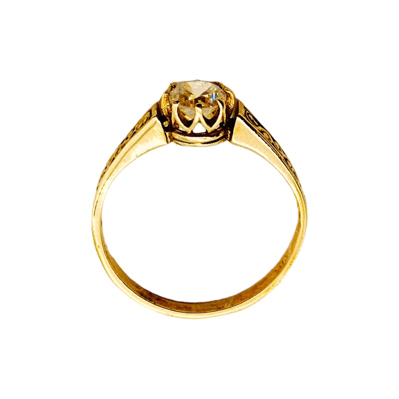 Anillo Solitario labrado-Oro bajo-Piedra circonia-AN8051 conpiedra