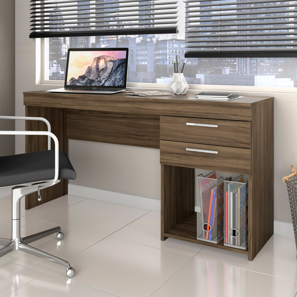 ESCRITORIO MESA PARA PC LAPTOP COMPUTADORA 2 CAJONES Y ESPACIO MARRON