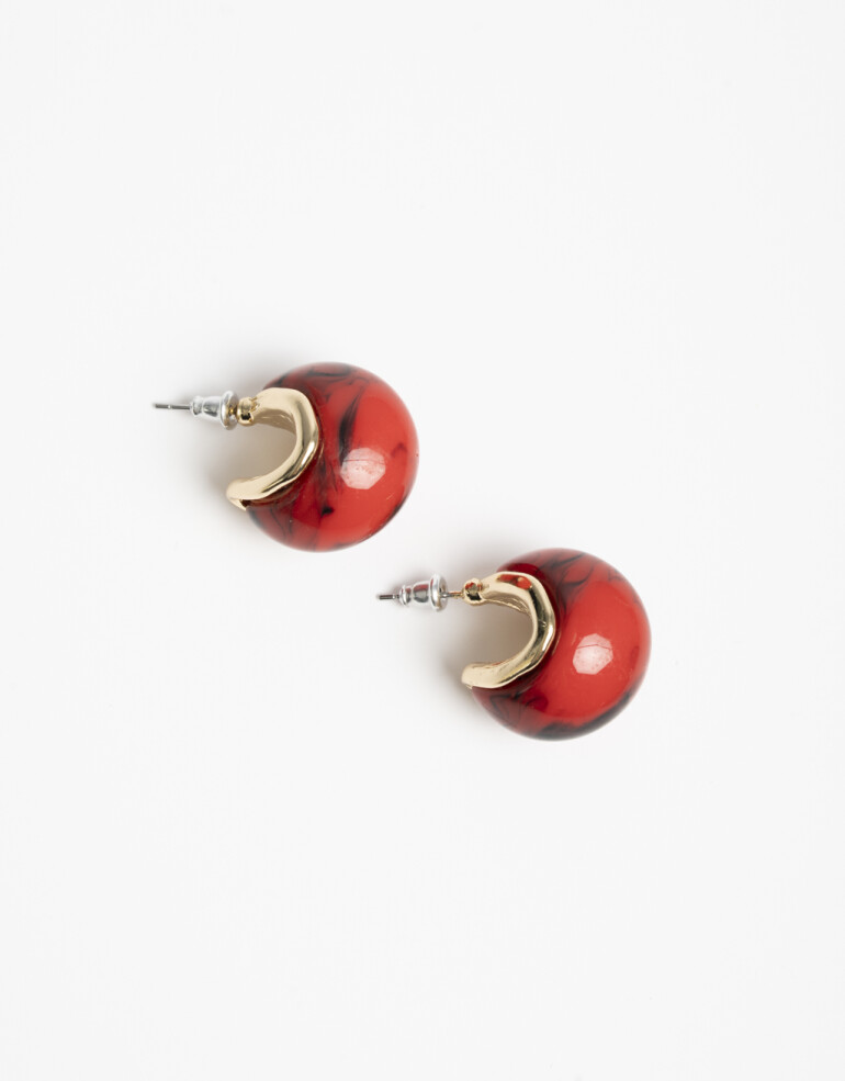 Aros Argollas Acrilico Argollas Resina - Rojo Medio