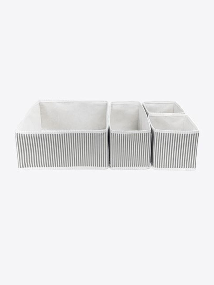 CAJA ORGANIZADORA RAYAS SET 4PCS - GRIS 